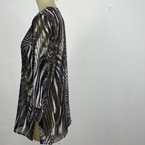 Sao Paulo Brown Animal print top tunic Size Small 36 Semi Sheer Womens New $133 - Picture 3 of 6